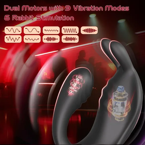 Vista 3 de Healexcer - Vibrador manos libres, correa para parejas, mujeres Negro