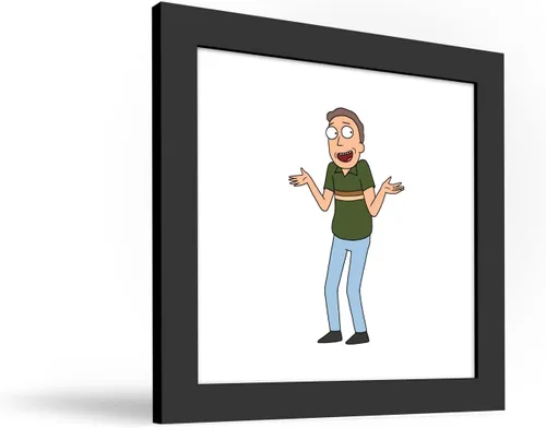 Vista 2 de Trends International Gallery Pops Cartoon Network Rick and Morty - Póster de pared de Jerry, 12 x 12 pulgadas, versión enmarcada en negro Versión