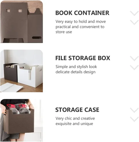 Vista 3 de Cajas de almacenamiento de plástico con asa, canastas plegables para estantes, contenedores de almacenamiento decorativos, impermeables