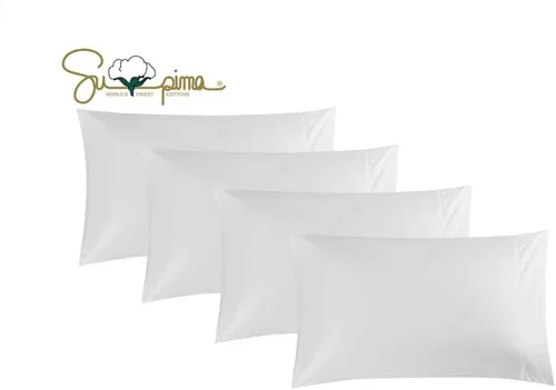 Vista 12 de Juego de 2 fundas de almohada 100 % algodón Supima de 600 hilos tamaño Queen, fundas de almohada de hotel de lujo, tejido de satén suave y sedoso