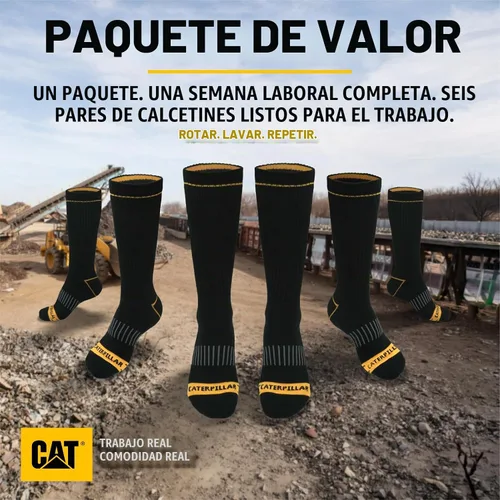 Vista 2 de CAT Paquete de 6 calcetines de media amortiguación para hombre negro(Black (6 Pack))