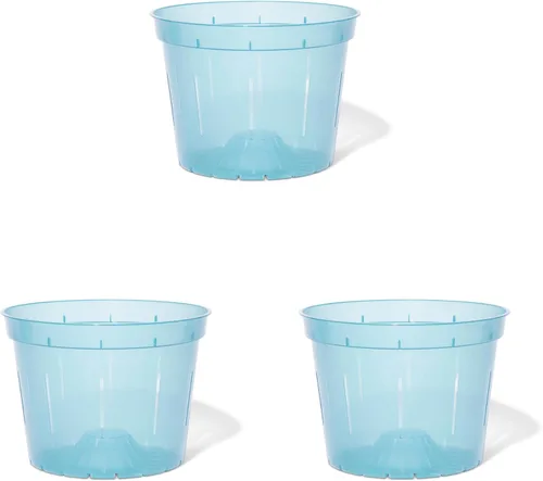 Vista 4 de rePotme Paquete de 3 macetas de orquídeas de 4 pulgadas con agujeros para trasplante (cuarzo rosa)