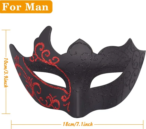 Vista 2 de SIQUK Juego de máscaras para parejas, máscara veneciana, máscara de plástico para disfraz de Halloween, máscara de Mardi Gras para mujeres y hombres