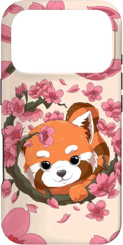 Vista 29 de Funda para iPhone 15 Pro Cute Red Panda y Sakura Cherry Blossom
