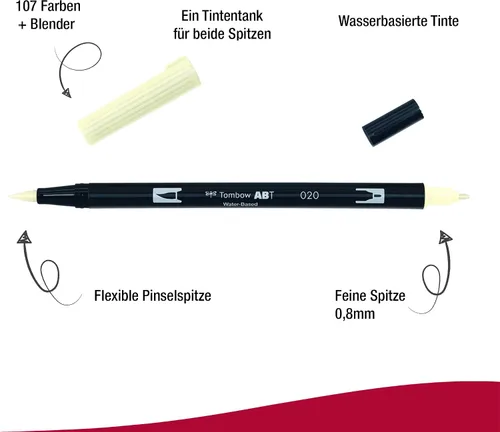 Vista 2 de Tombow Pluma de Pincel Doble, Abt, No. 020 (AB-T020)