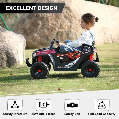 Vista 2 de TOBBI Coche de 4 ruedas con pilas para niños, juguete eléctrico para niños Rojo