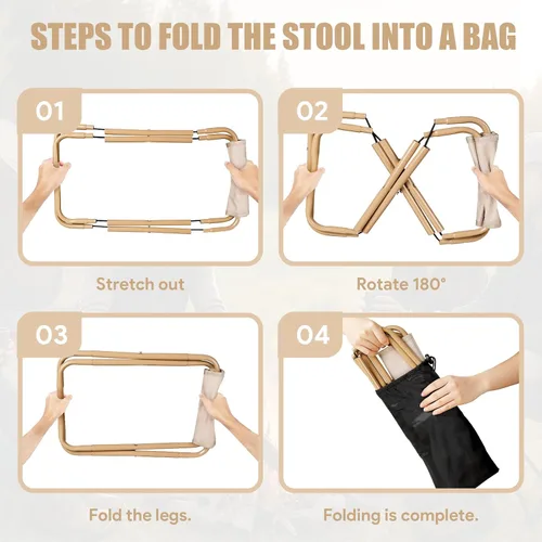 Vista 4 de Taburete de campamento, paquete de 2 taburetes plegables portátiles con bolsa de transporte, silla plegable portátil de 12 pulgadas, taburete
