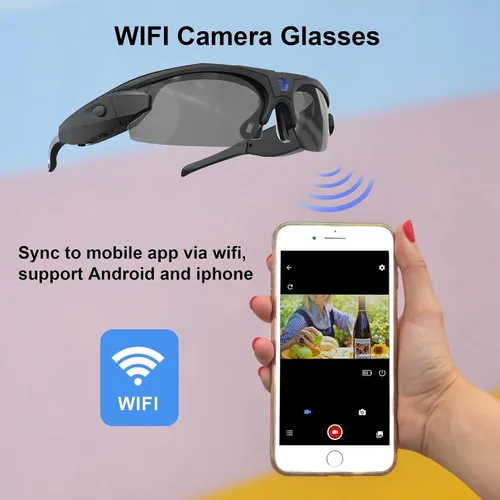 Vista 2 de Lentes de sol con cámara WiFi, lentes de video 4K HD 1080P con lente polarizada UV 400 para ciclismo, camping, conducción, viajes