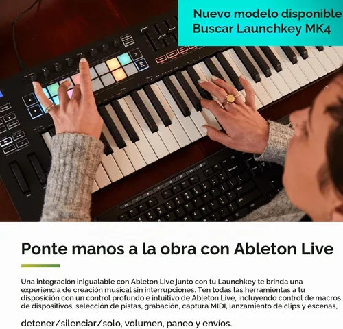 Vista 2 de Novation Launchkey 25 [MK3] teclado controlador MIDI - Integración perfecta con Ableton Live. Modo de acordes, Modo de escala y Arpegiador — Todo