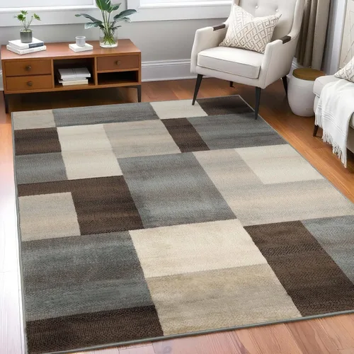 Vista 32 de Superior alfombra de área de la colección diseñador Clifton, 8 mm de altura de apilado, con respaldo de yute, diseño geométrico contemporáneo, Beige