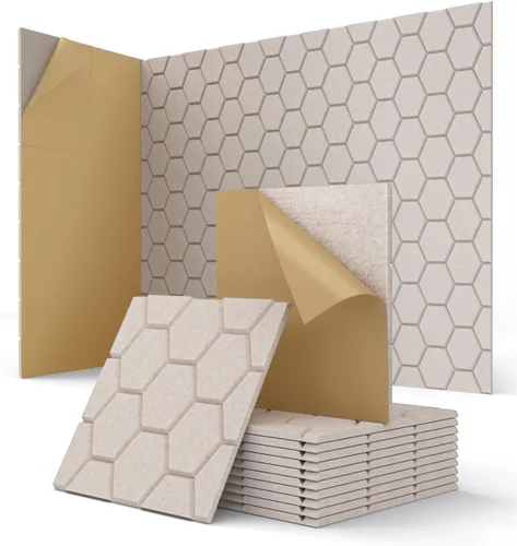 Vista 11 de Paneles acústicos cuadrados para paredes, paneles absorbentes de sonido para paredes, techos, puertas, paquete de 12 de 12 x 12 x 0.4 pulgadas