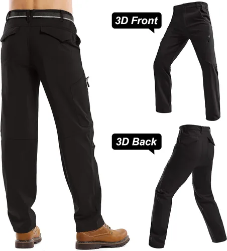 Vista 3 de Jessie Kidden Pantalones de senderismo impermeables para hombre, para exteriores, nieve, esquí, pesca, forro polar, aislante, softshell, pantalones