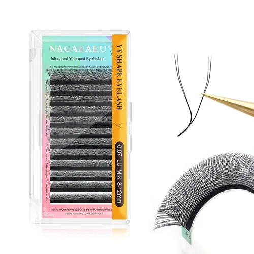 Vista 173 de NAGARAKU YY - Extensiones de pestañas, suministros Y, Lash 4D, Easy Fan, pestañas cruzadas de volumen ruso, pestañas YY, tejidas a mano, malla
