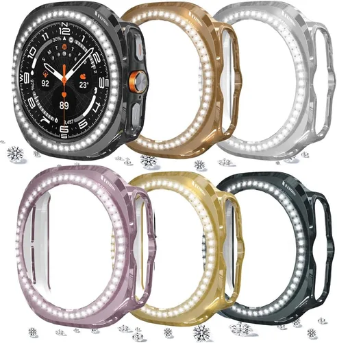 Vista 92 de DEALELE Paquete de 1 + 3 fundas compatibles con Samsung Galaxy Watch 7 Ultra (1.772 pulgadas), funda protectora de policarbonato transparente