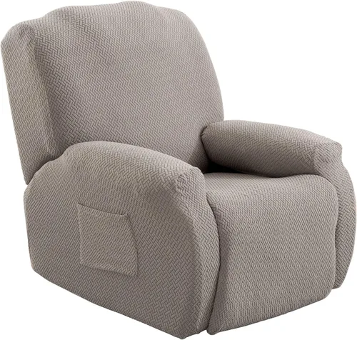 Vista 11 de ele ELEOPTION Fundas reclinables de 4 piezas con bolsillo lateral, antideslizante, ajustable, protector de muebles con parte inferior elástica Negro