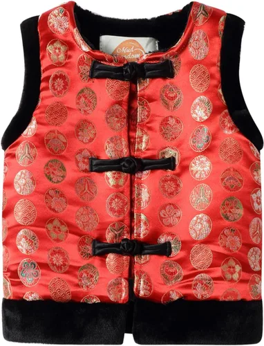 Vista 11 de Mud Kingdom Chaleco de forro polar para niños con forro cálido tradicional chino con botones de Año Nuevo Azul
