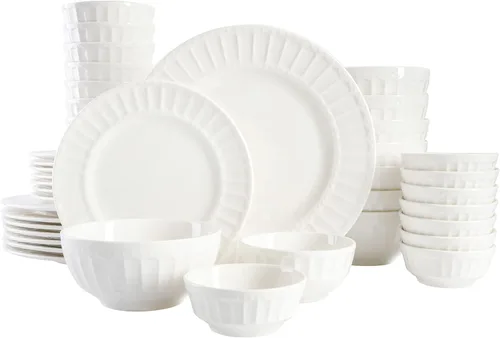 Vista 8 de Gibson Home Zen Buffetware - Juego de vajilla de 39 piezas para cena, color blanco