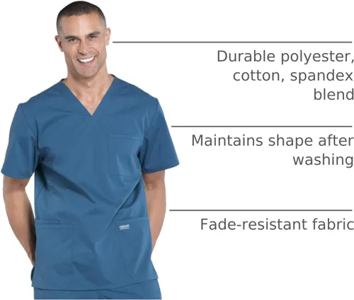 Vista 48 de Cherokee WW Professionals WW695 - Camisa de uniforme sanitario para hombre, con cuello en V
