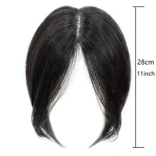 Vista 3 de 100 % real de cabello humano con parte lateral media, 11 pulgadas para mujer, cabello humano real sin flequillo, para mujeres con cabello