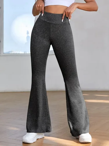 Vista 3 de OYOANGLE Pantalones de yoga acampanados para mujer, pantalones de yoga de cintura alta, corte de bota, leggings de yoga