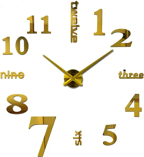 Vista 10 de Relojes de pared grandes 3D DIY para decoración de sala de estar, calcomanías de reloj de pared, sin marco, superficie de espejo, calcomanía