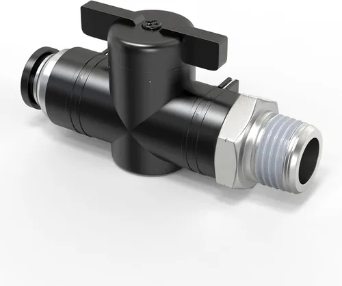 Vista 10 de TAILONZ PNEUMATIC BVU-1/2 OD Válvula de bola de control de flujo de aire Válvula de empuje para conectar accesorio (paquete de 1)