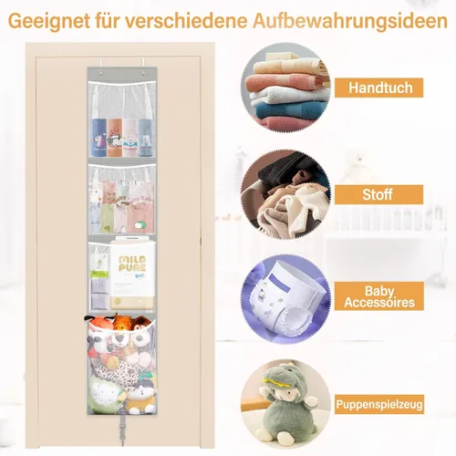 Vista 6 de Woodoulogy Almacenamiento de animales de peluche sobre la puerta, organizador de juguetes colgantes, muñeco de peluche y oso para bebé, idea