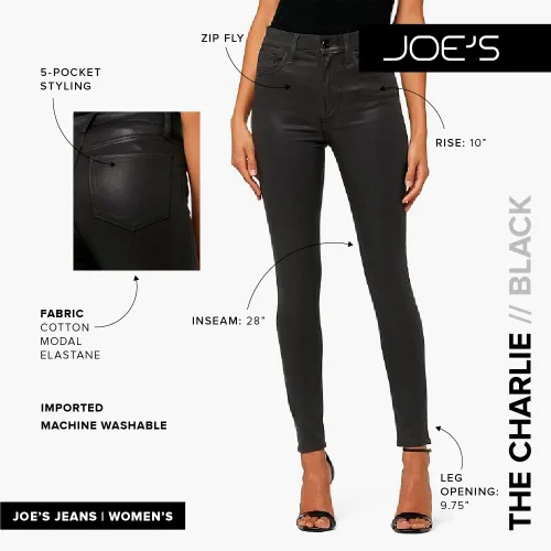 Vista 8 de Joe's Jeans Womens The Charlie High Rise Skinny Ankle Jean Negro
