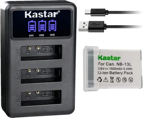 Vista 10 de Kastar NB-13L - Cargador de batería USB triple LCD compatible con Canon PowerShot SX620 HS, PowerShot SX720 HS, PowerShot SX730 HS, PowerShot SX740