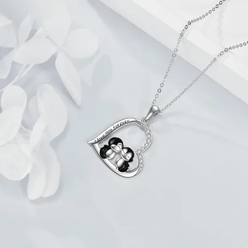 Vista 3 de YAFEINI Animal Necklace S925 Sterling Silver CatPenguinPigDuckElephantPeacockCapybaraHorse Pendant Necklace Animal Jewelry Gifts for Women Mom Wife