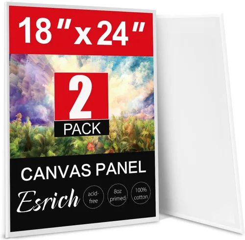 Vista 18 de ESRICH Tableros de lona para pintura, paquete de 15 lienzos de 4 x 4, 100% algodón, pequeños lienzos imprimados sin ácidos, mini paneles de lienzo