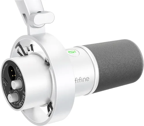 Vista 11 de FIFINE Micrófono Dinámico, XLR/USB Micrófono de PC para Grabación de Podcast para Transmisión de Locución Vocal, Micrófono de Metal de Estudio