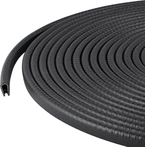 Vista 8 de Protector de borde de goma de 10 pies/3 m, protector de borde de puerta sin adhesivo, tira de sello de borde en forma de U con clips de metal