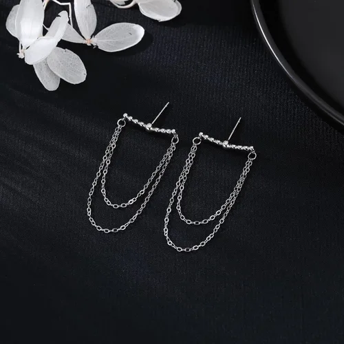 Vista 5 de SLUYNZ Aretes colgantes de plata de ley 925 para mujer, aretes colgantes de borla, bolas pequeñas