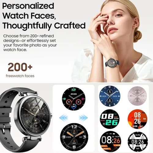 Vista 3 de TOZO S8 AMOLED Smart Watch for Women Men, Fitness Tracker with Bluetooth Calling & Notifications, 3ATM Waterproof, Sleep & Stress Tracking, 100+