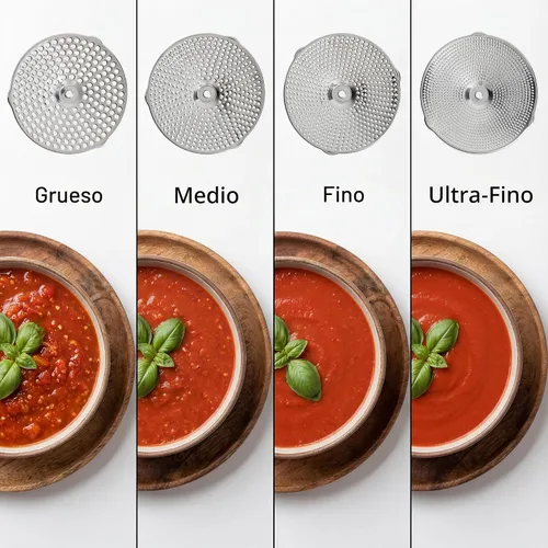 Vista 2 de Molinillo de Alimentos de Acero Inoxidable con 4 Discos Mejorado – Diseño Rotatorio Ergonómico para Salsa de Tomate, Puré de Manzana, Comida
