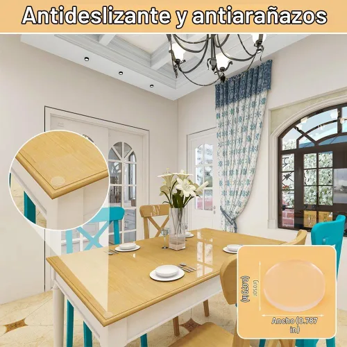 Vista 6 de Protector de mesa de vidrio suave autoadhesivo prémium Anti Slide and Scratch for Glass Table, Round Rubber Pads for Glass Table Top Spacer