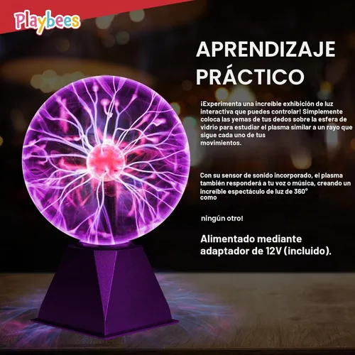 Vista 6 de Bola púrpura del plasma, lámpara del rayo de la bobina de Tesla de 7