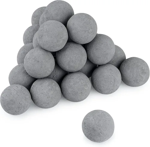 Vista 17 de Stanbroil Paquete de 12 bolas de cerámica, bolas mixtas de 4 tamaños para chimenea, accesorio moderno para chimenea interior o exterior, hogueras