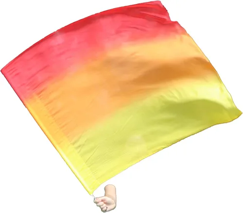 Vista 17 de Winged Sirenny Bandera de seda Poi con una varilla dura, 40 pulgadas rectangular giratoria de seda fluida para iglesia, adoración profética
