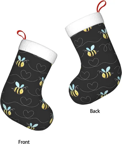 Vista 2 de Calcetines de Navidad con estampado de abejorros para decoración familiar de fiestas de Navidad