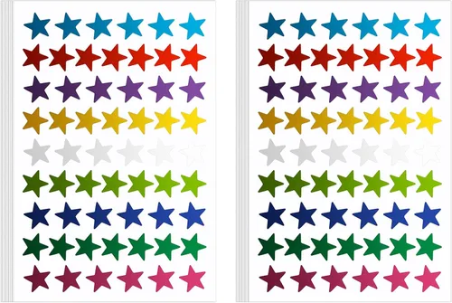 Vista 9 de 1080 UNIDADES de calcomanías de estrella doradas, calcomanías de estrella pequeñas, 20 hojas de calcomanías de estrella metálicas de aluminio