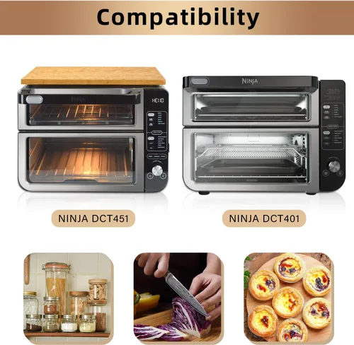 Vista 2 de Tabla de cortar de bambú compatible con horno doble Ninja DCT401 DCT402 DCT451, tabla de cortar resistente al calor para horno tostador