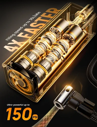 Vista 3 de Lamicall Inflador portátil de neumáticos de automóvil, compresor de aire [150 PSI] [4 veces más rápido], bomba de aire inalámbrica para automóvil