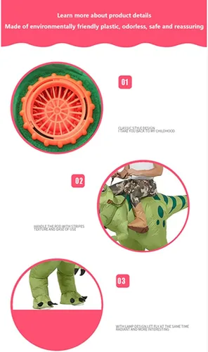 Vista 4 de Disfraz inflable de dinosaurio para montar en T Rex Air Blow Up Ride Dragon, divertido disfraz de fiesta para niños y adultos