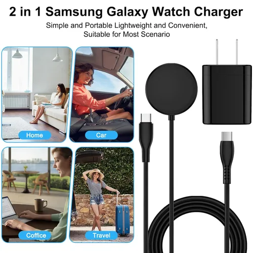 Vista 7 de Cargador de reloj Samsung de carga rápida para Samsung Galaxy Watch 8 Classic/8/Watch 7/Ultra/6 Classic/6/5 Pro/5/4/3/Active2/Active, cargador