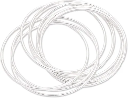 Vista 2 de NOVICA Juego de 10 pulseras de plata de ley 925 hechas a mano para mujer, pulseras de plata de moda para mujer, Unión Fortificada, Sin gemas.
