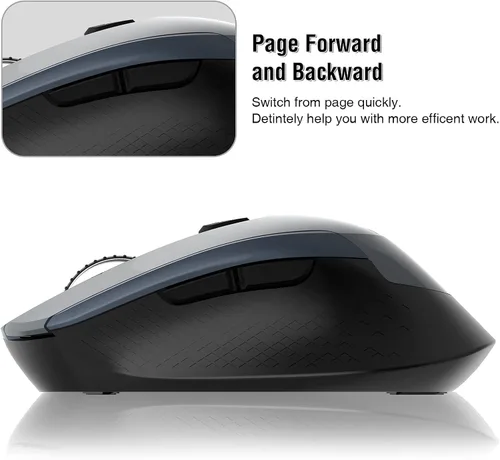 Vista 4 de Ratón inalámbrico, mouse inalámbrico silencioso de 2.4 G para laptop, mouse con 6 botones y 3 DPI ajustables para computadora, escritorio, MacBook