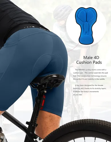Vista 4 de Bikewa Pantalones cortos de ciclismo acolchados 3D para hombre, ropa interior de ciclismo de montaña para bicicleta MTB con bolsillos laterales
