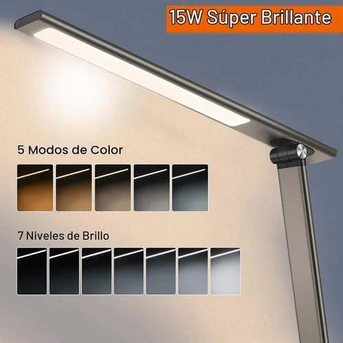 Vista 3 de AFROG - Lámpara de escritorio LED multifuncional de 5ª generación con cargador inalámbrico de carga rápida de 10 W, puerto de carga USB, 1800 lux